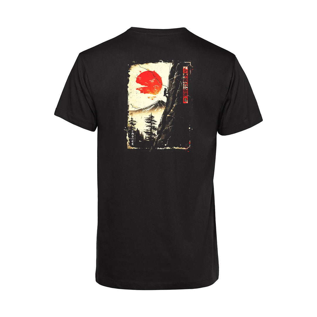 Light Basic Herren T-Shirt - Bergsteiger mit Sonne Manga Style