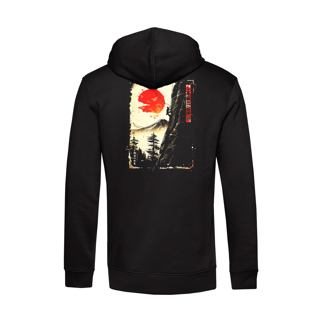 Herren Hoodie - Bergsteiger mit Sonne Manga Style