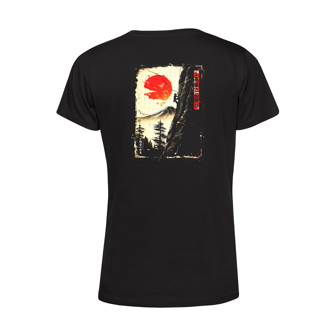 Light Basic Damen T-Shirt - Bergsteiger mit Sonne Manga Style