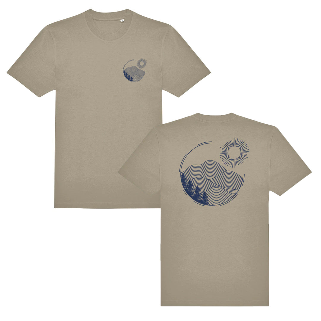 Premium Urban Herren T-Shirt - Bergsilhouette mit Sonne