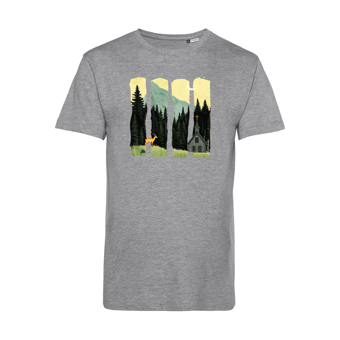 Herren T-Shirt - Serene Summer Mountain Scene With Ibex