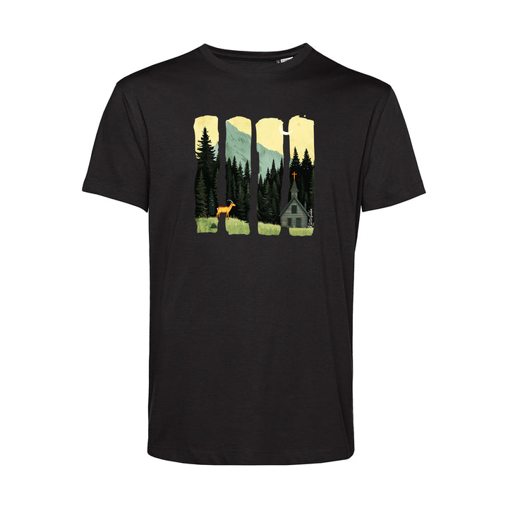 Herren T-Shirt - Serene Summer Mountain Scene With Ibex