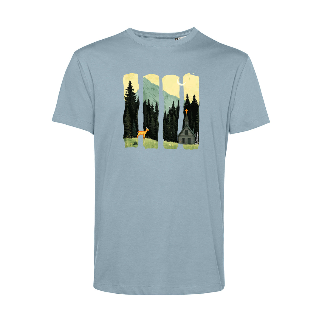 Herren T-Shirt - Serene Summer Mountain Scene With Ibex