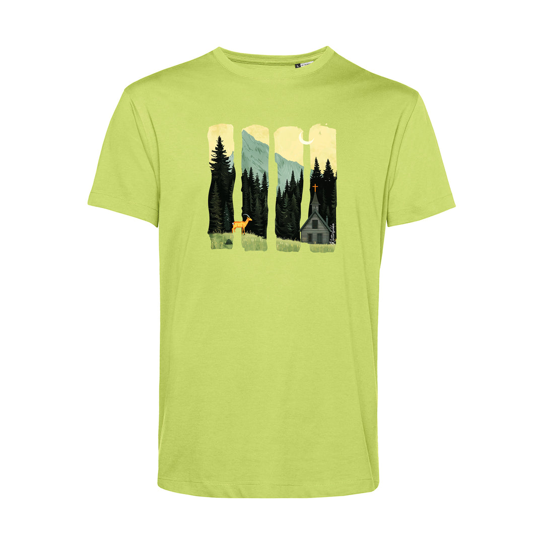 Herren T-Shirt - Serene Summer Mountain Scene With Ibex