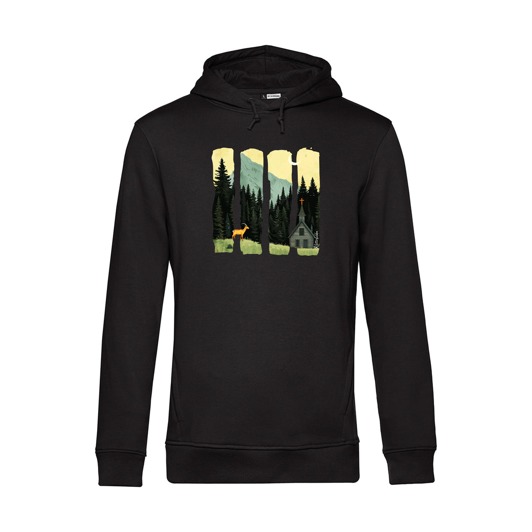 Herren Hoodie - Serene Summer Mountain Scene With Ibex