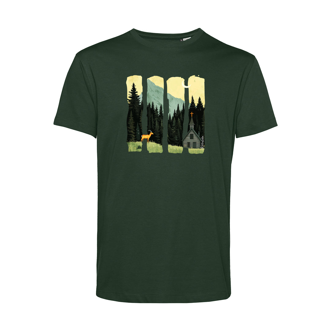 Herren T-Shirt - Serene Summer Mountain Scene With Ibex