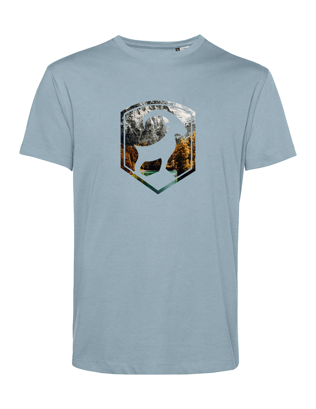 Herren T-Shirt - Steinbock Logo mit Herbst Berglandschaft