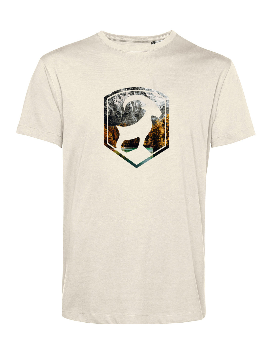 Herren T-Shirt - Steinbock Logo mit Herbst Berglandschaft