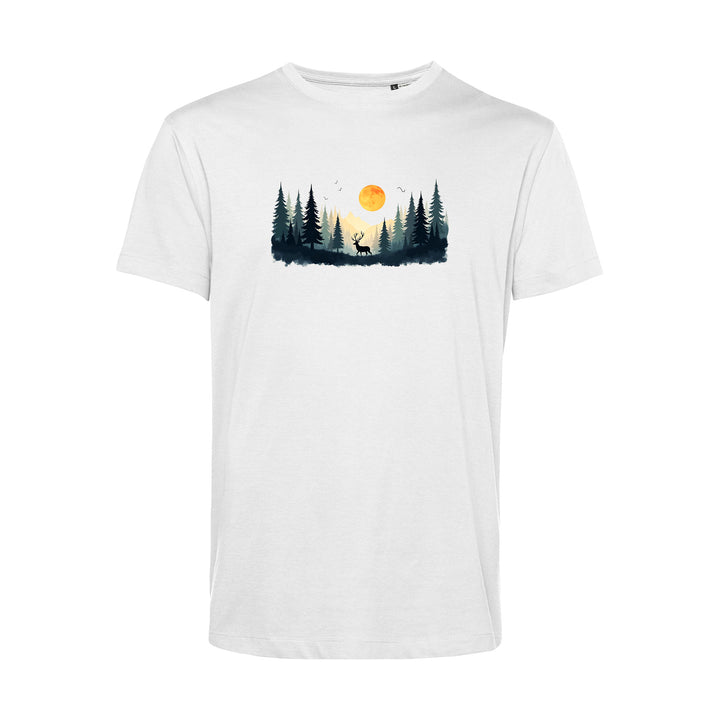 Herren T-Shirt - Hirsch Im Wald Bei Mondschein