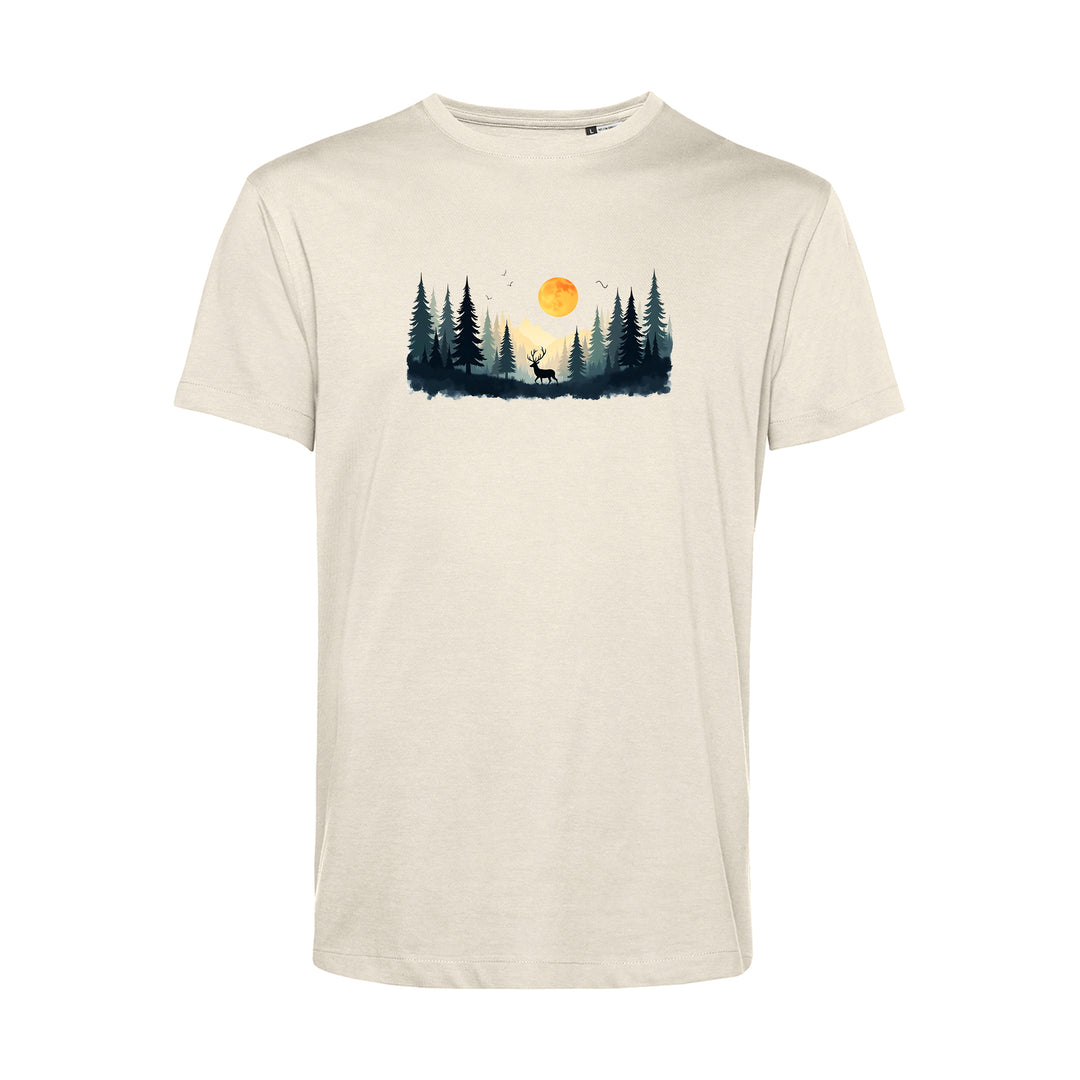 Herren T-Shirt - Hirsch Im Wald Bei Mondschein